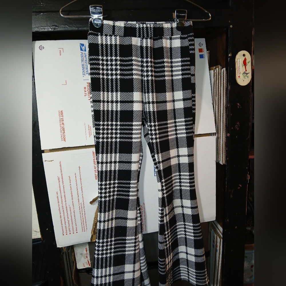 Shine Black and White Plaid Pants